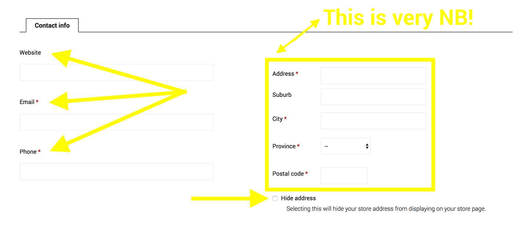 Create your Store - Contact Info