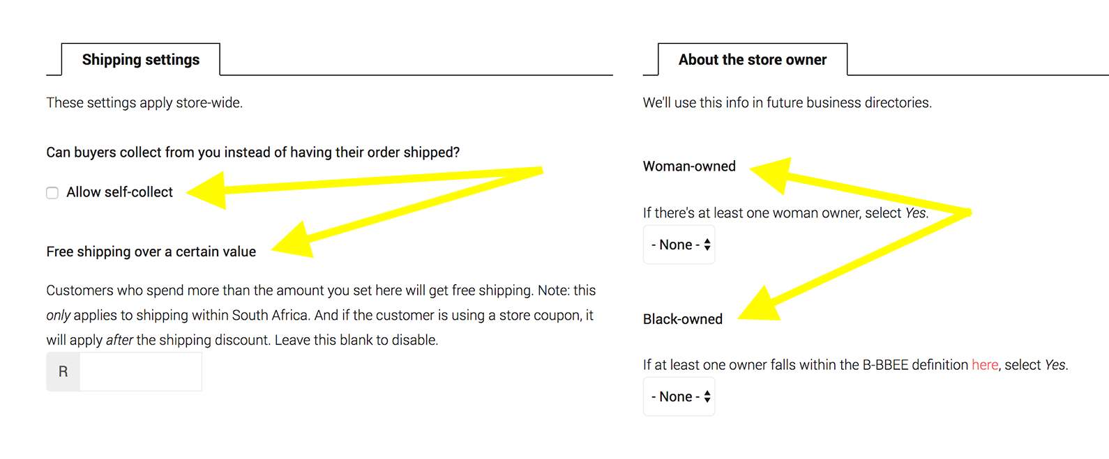 Create your Store - Shipping & Owner