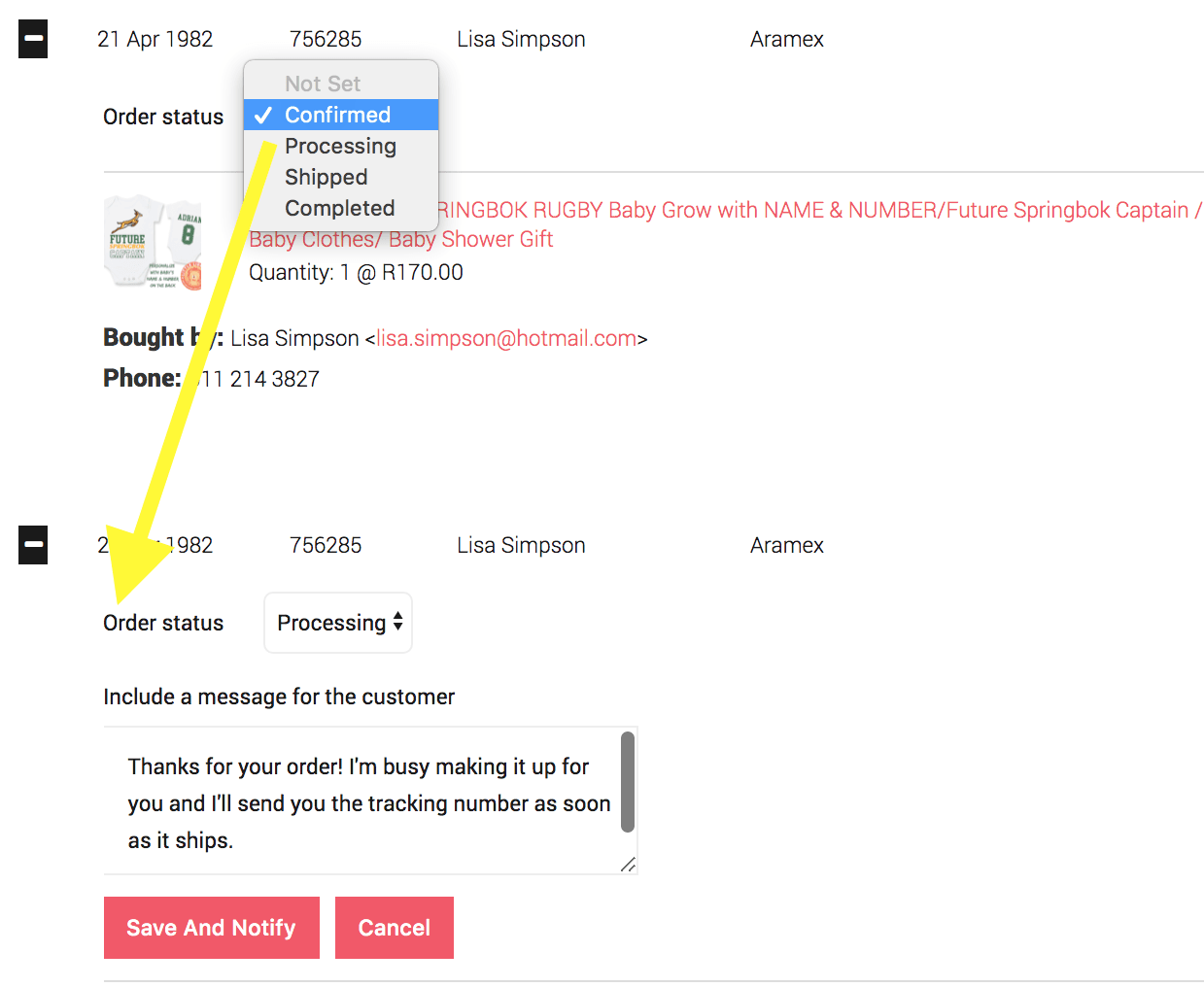 Managing Your Sales - Order Status Update