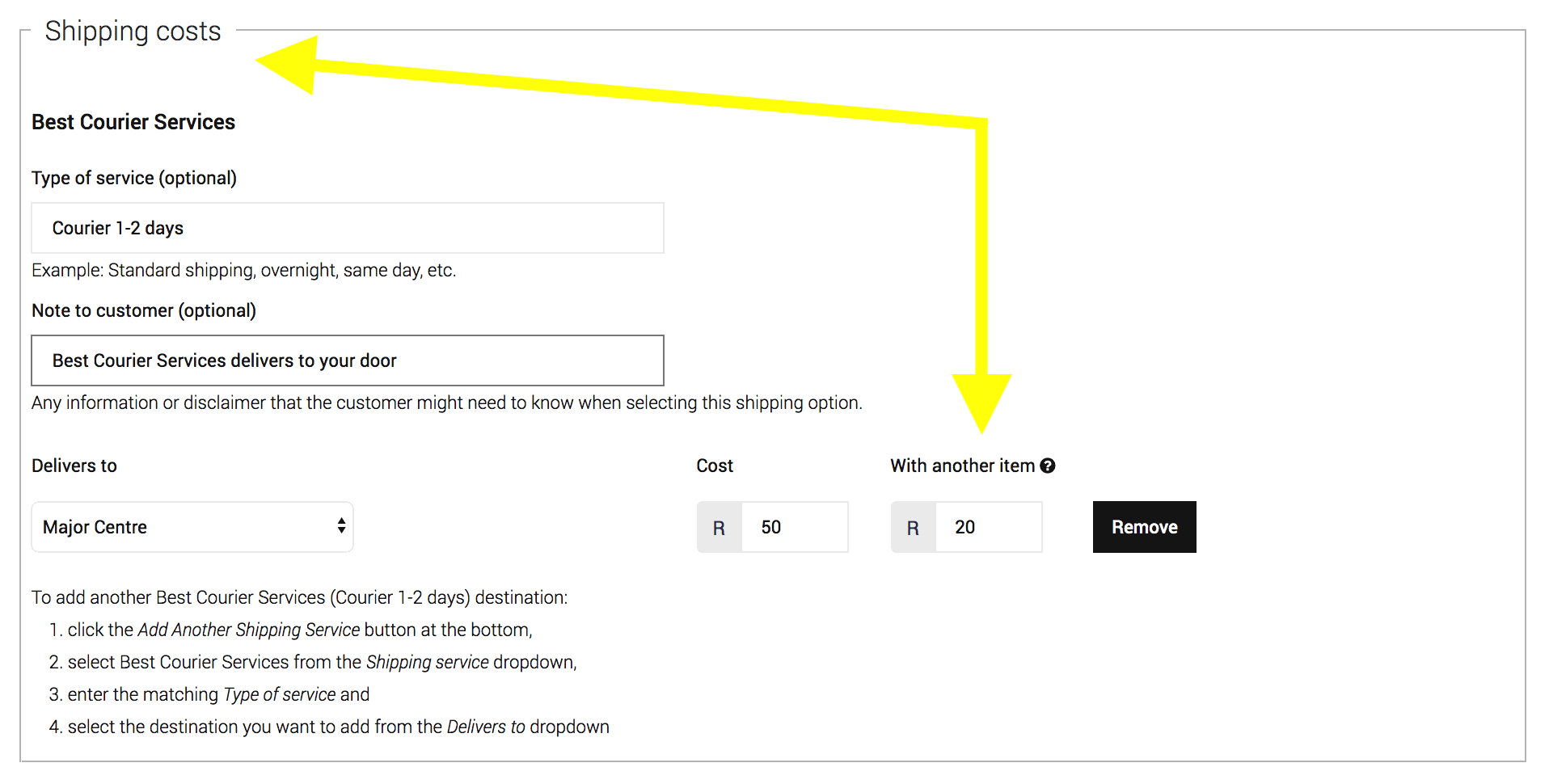 With Another - Shipping Settings