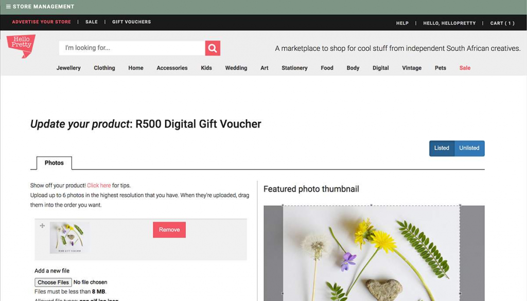 Edit a product in your Hello Pretty store